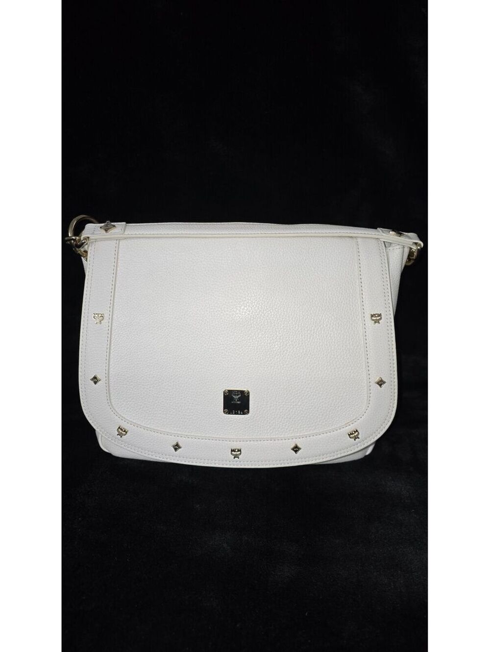 L13. 🤍🤍MCM Blue Leather Studded Flap Hobo🤍🤍